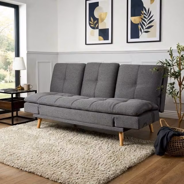 Bravich LTD Soho 4-in-1 Click Clack Sofa Bed, 3 Seater, Grey Fabric