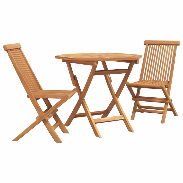 Berkfield Home 3 Piece Folding Garden Bistro Set in Beige Solid Acacia Wood