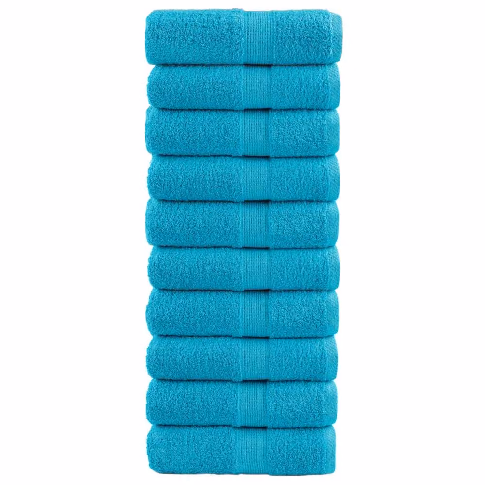 Berkfield Home SOLUND Premium Cotton Terry Guest Towels, Turquoise, 10 Pack, W: 30 cm, H: 50 cm, 600 gsm – 2