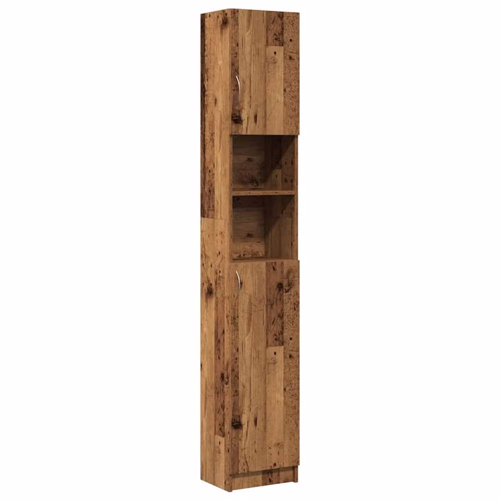 Berkfield Home Wall Mounted Bathroom Cabinet in Brown Old Wood, W/D/H: 32 x 25.5 x 190 cm – 2