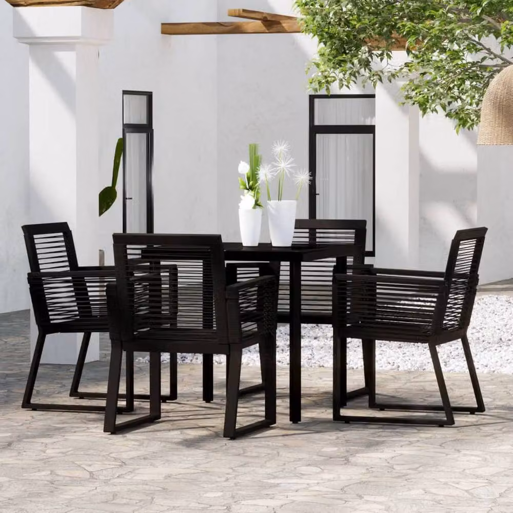 Berkfield Home 5 Piece Modern Garden Dining Set in Black – 2