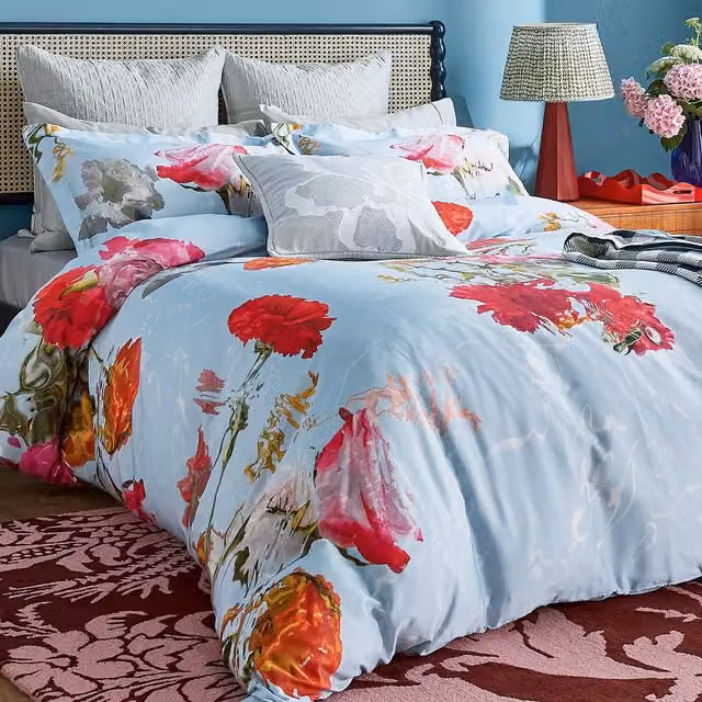 Ted Baker Floating Floral Super Kingsize Reversible Mako Satin Cotton Duvet Cover and Pillowcase Set, Multicolour, W: 200 x D: 200 cm