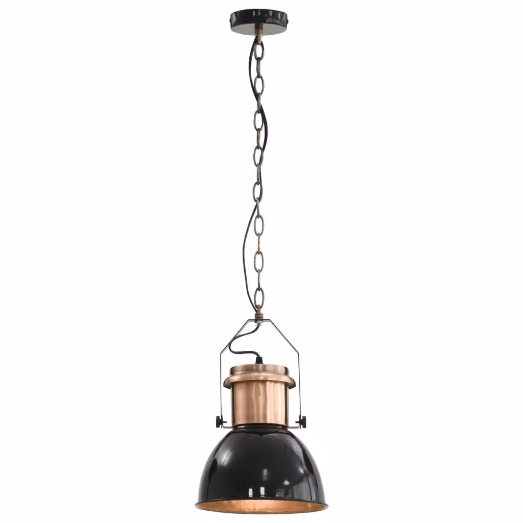Berkfield Home Set of 2 Modern Round Suspended Ceiling Lamps in Black Metal with E27 Fitting – 3