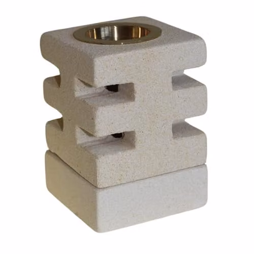 KDMD Abstract Cuts Stone Oil Burner and Tealight Holder in White