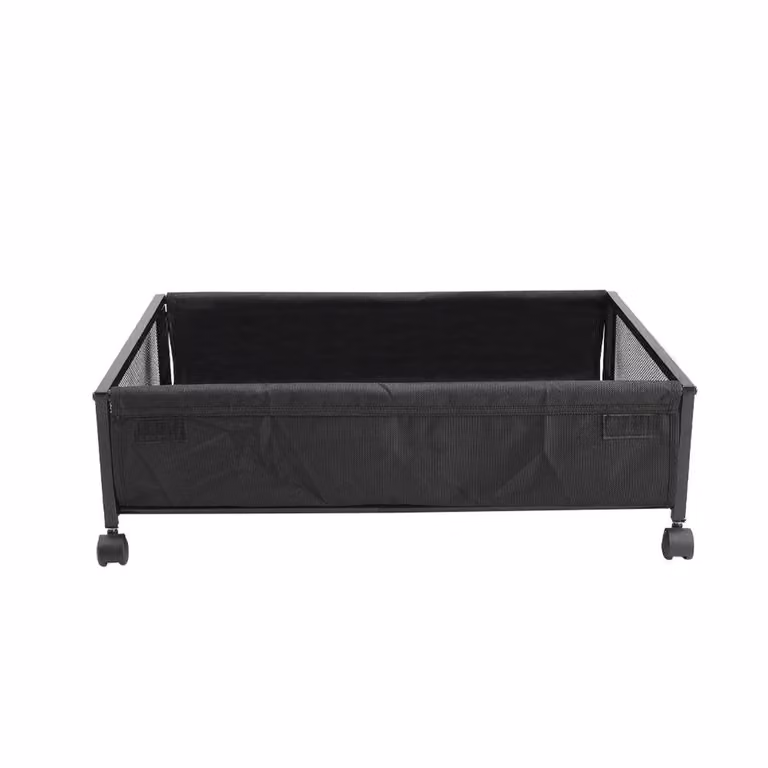 Garden Sanctuary Black Metal Mesh Under Bed Storage Containers with Wheels, 2 Pack