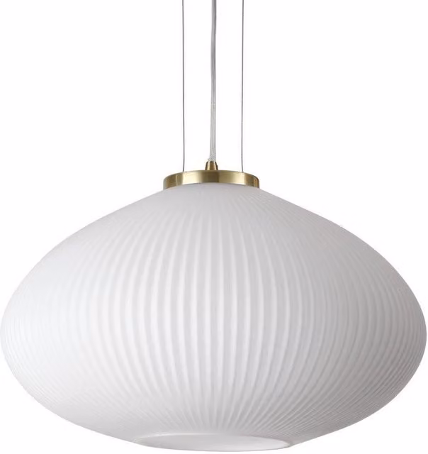 Netlighting Plisse Globe Dome Pendant Ceiling Light in Yellow and Brass, Diameter: 45 cm – 1