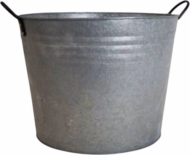 Four Candle Large Rustic Round Zinc Planter in Grey, W/D/H: 48.0 x 39.0 x 33.5 cm – 1