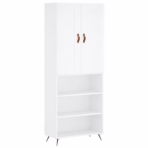 vidaXL Modern White Highboard with Hinged Doors and Internal Shelves, W/D/H: 69.5 x 34 x 180 cm – 1