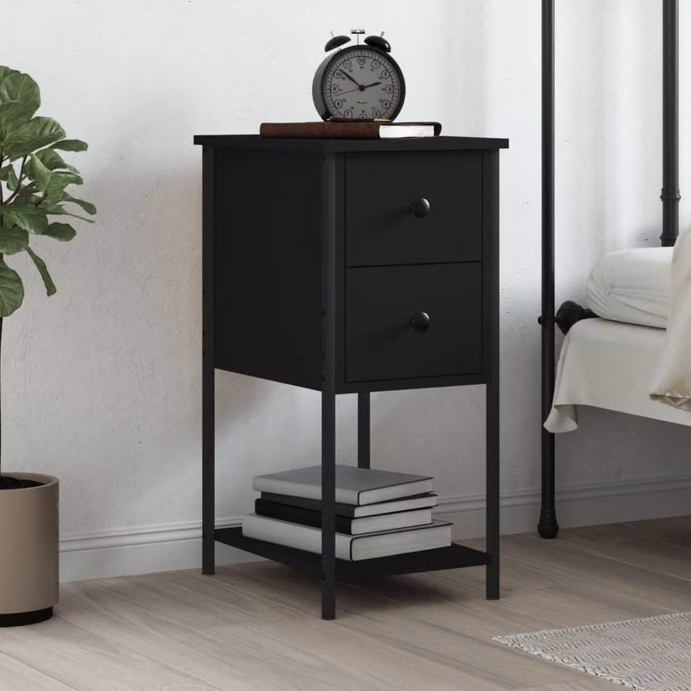 Berkfield Home Black Modern Bedside Cabinet W/D/H: 32 x 42 x 70 cm – 1