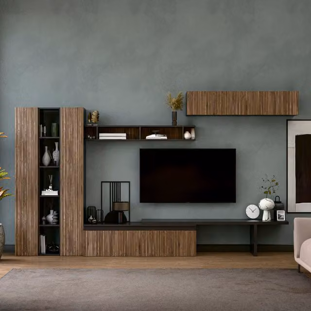 Decorotika Ghent Wall Mounted Minimalist Entertainment Center in Black