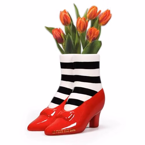 Half Moon Bay Wizard of Oz Wicked Witch Shaped Ceramic Tabletop Planter in Red, Black and White, H 16.5 x W 15.8 x D 13.5 cm