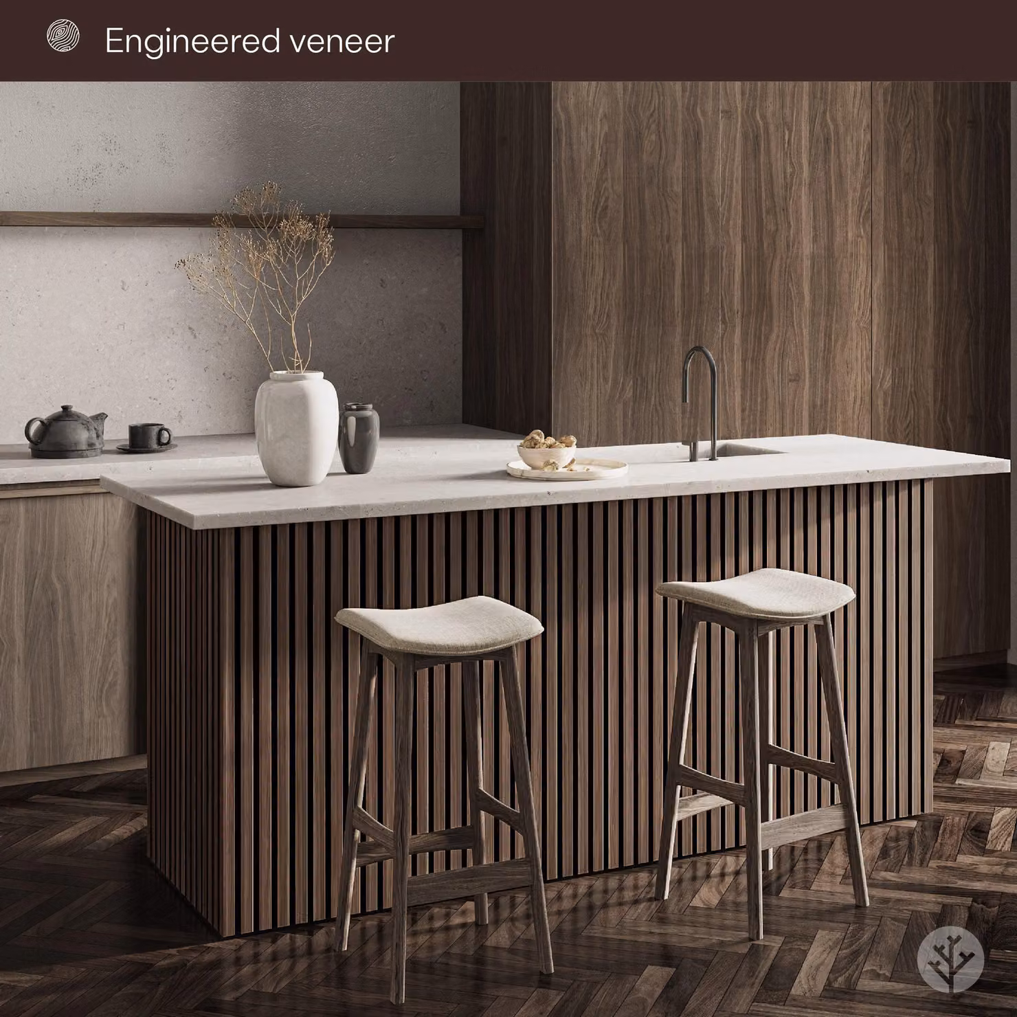 The Wood Veneer Hub WVH Essential Walnut Acoustic Wood Slat Wall Panels in Brown – 3