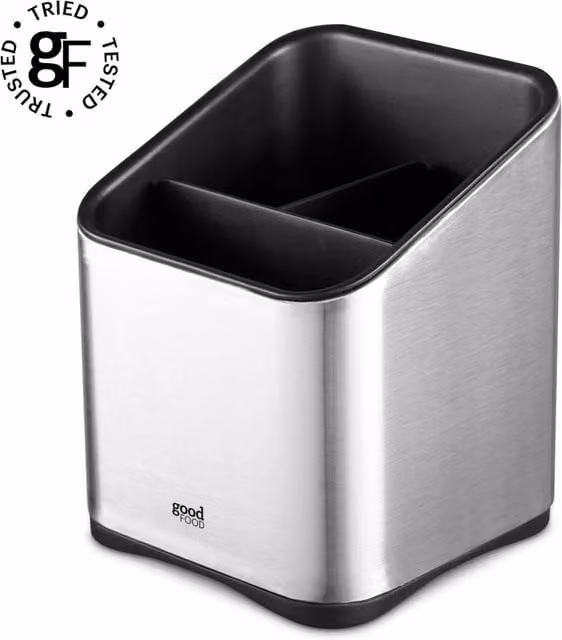 Tower GF826192 Stainless Steel Utensil Holder with Silicone Anti-Slip Base in Grey and Silver