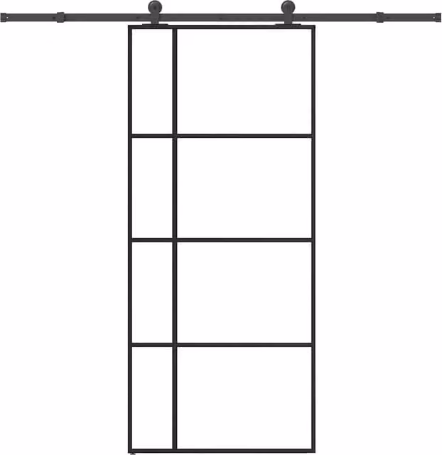 Berkfield Home Modern Sliding Door with Hardware Set, Black Aluminium and Transparent ESG Glass, W: 90 cm, H: 205 cm