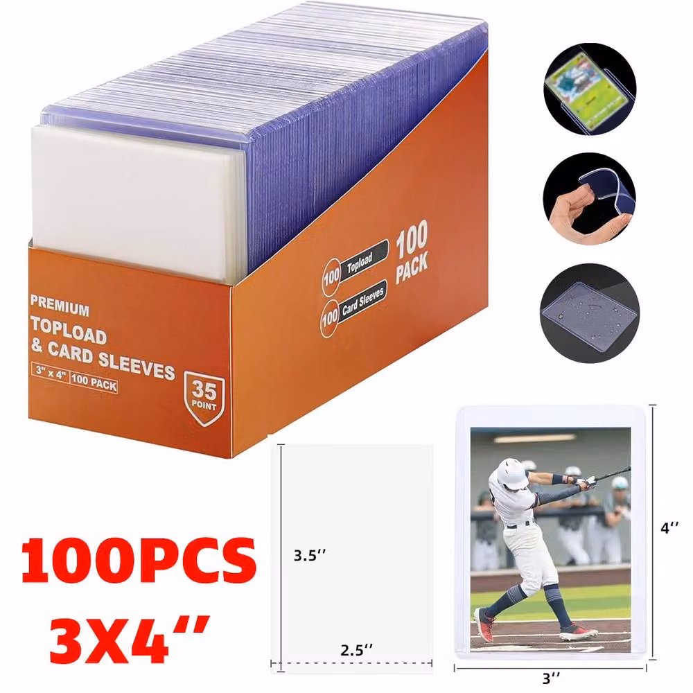 Ventryn 100-Pack Clear Plastic Card Holder Toploaders, 7.62 x 10.16 cm – 2