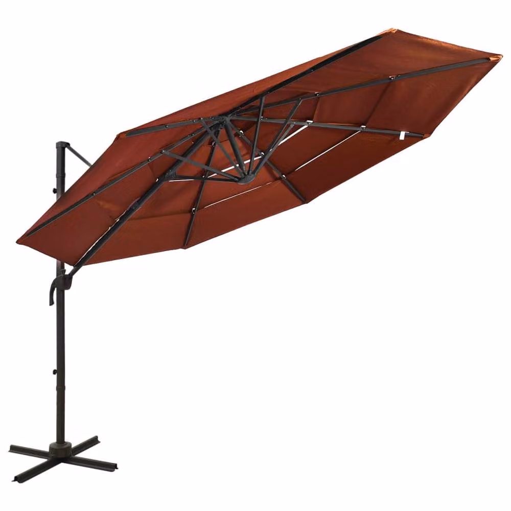 Berkfield Home 4-Tier Parasol with Aluminium Pole, Terracotta, W/D/H: 300 x 300 x 247 cm – 2