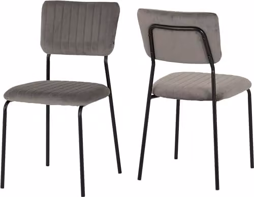 Seconique Sheldon Set of 4 Grey Velvet Dining Chairs with Metal Cantilever Base