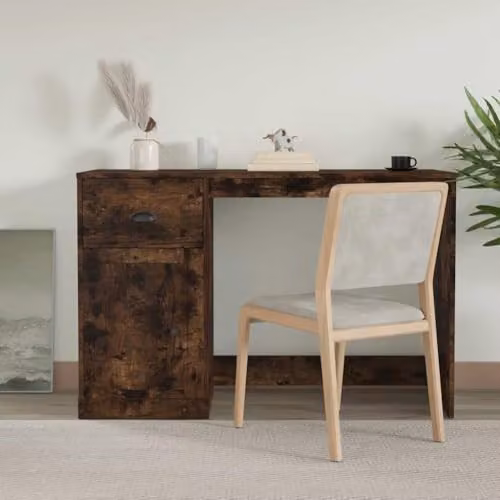 vidaXL Computer Desk in Brown with Drawer, W/D/H: 115 x 50 x 75 cm – 2