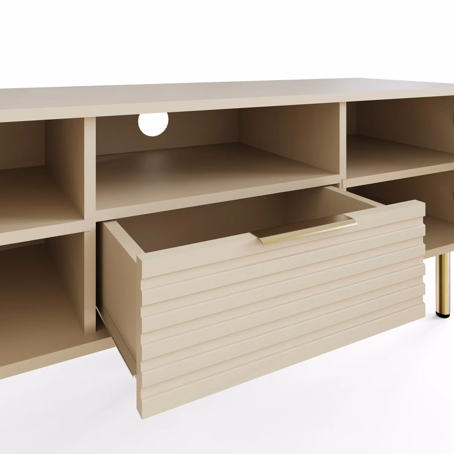 GFW Nervata Modern TV Unit in Matt Beige with Gold Accents – 4
