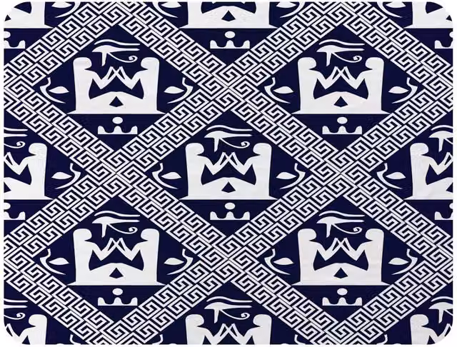 Benjamin Tate Design Egyptian Hieroglyphs Fleece Blanket in Blue and Sand, W/D/H: 120 x 150 cm – 2