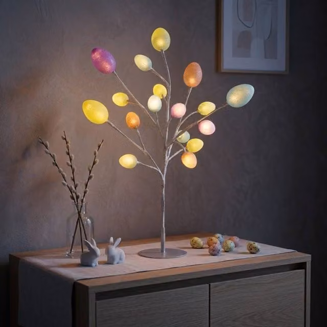 Garden Greatness Multicolour Springtime Easter Egg LED Birch Tabletop Tree – 1
