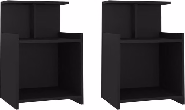 Berkfield Home Set of 2 Black Bedside Cabinets in Engineered Wood, W/D/H: 40 x 35 x 60 cm