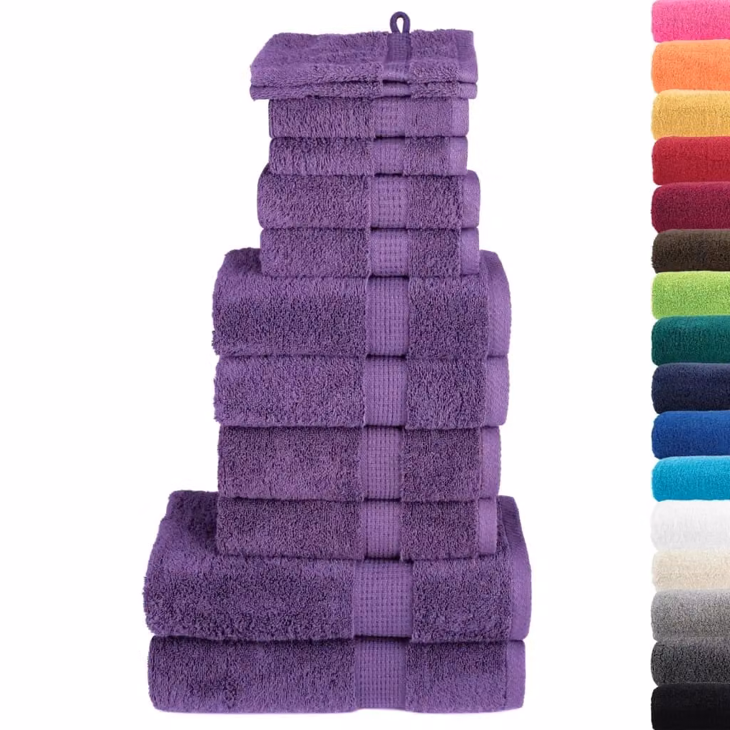 Berkfield Home SOLUND 12 Piece Premium Purple Cotton Terry Towel Set, 600 gsm – 2