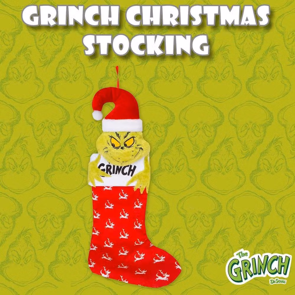 VFM e-Store Grinch Christmas Stocking in Red, H 72 cm x W 30 cm – 3