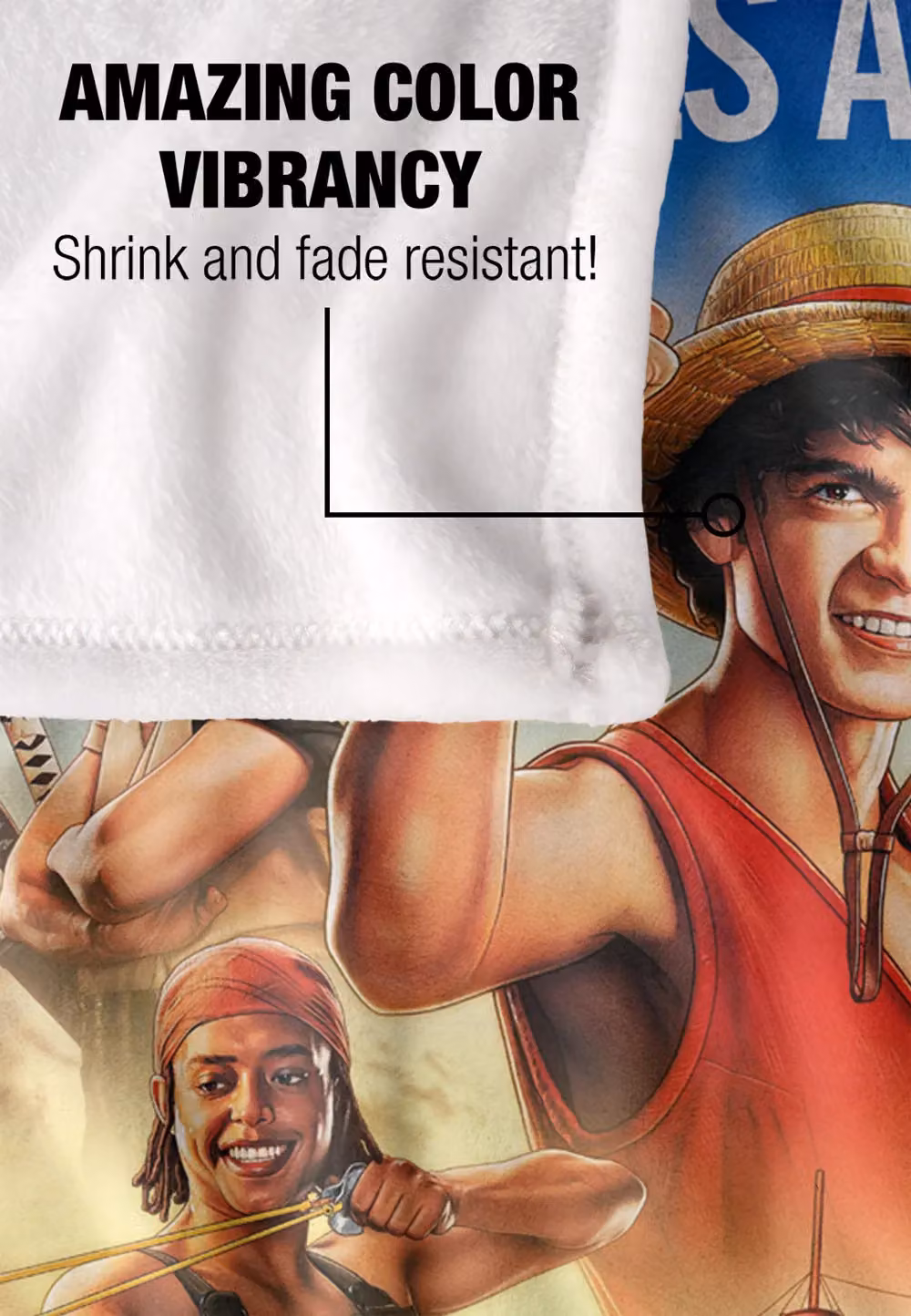 Netflix One Piece Straw Hat Crew Silky Touch Super Soft Fleece Throw Blanket, White and Multicolour, W/D/H: 152 x 127 cm – 3