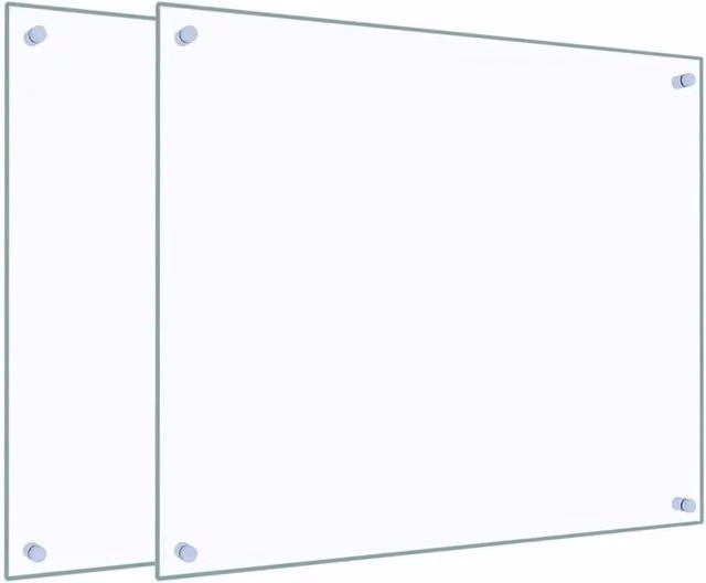 Berkfield Home Kitchen Backsplash 2 Pack of Transparent Tempered Glass Wall Tiles, W: 70 cm, H: 60 cm – 1