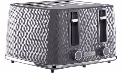 Daewoo Argyle Collection 4 Slice Toaster with Defrost, Reheat and Browning Control, Grey