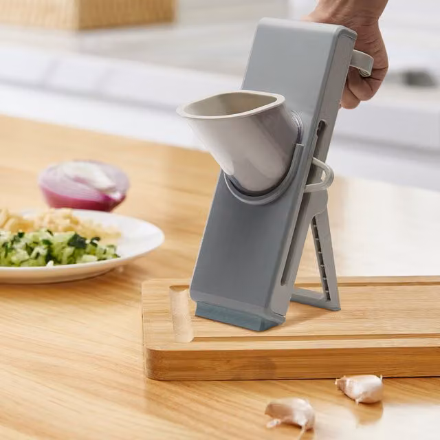 Livingandhome Mandoline Slicer with Rectangular Food Container, Grey