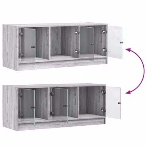 vidaXL TV Cabinet with Glass Doors in Grey Sonoma, W: 102 cm, D: 37 cm, H: 42 cm – 2
