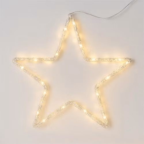 Xmas Haus Warm White LED Hanging Star, Black, 25 cm – 5