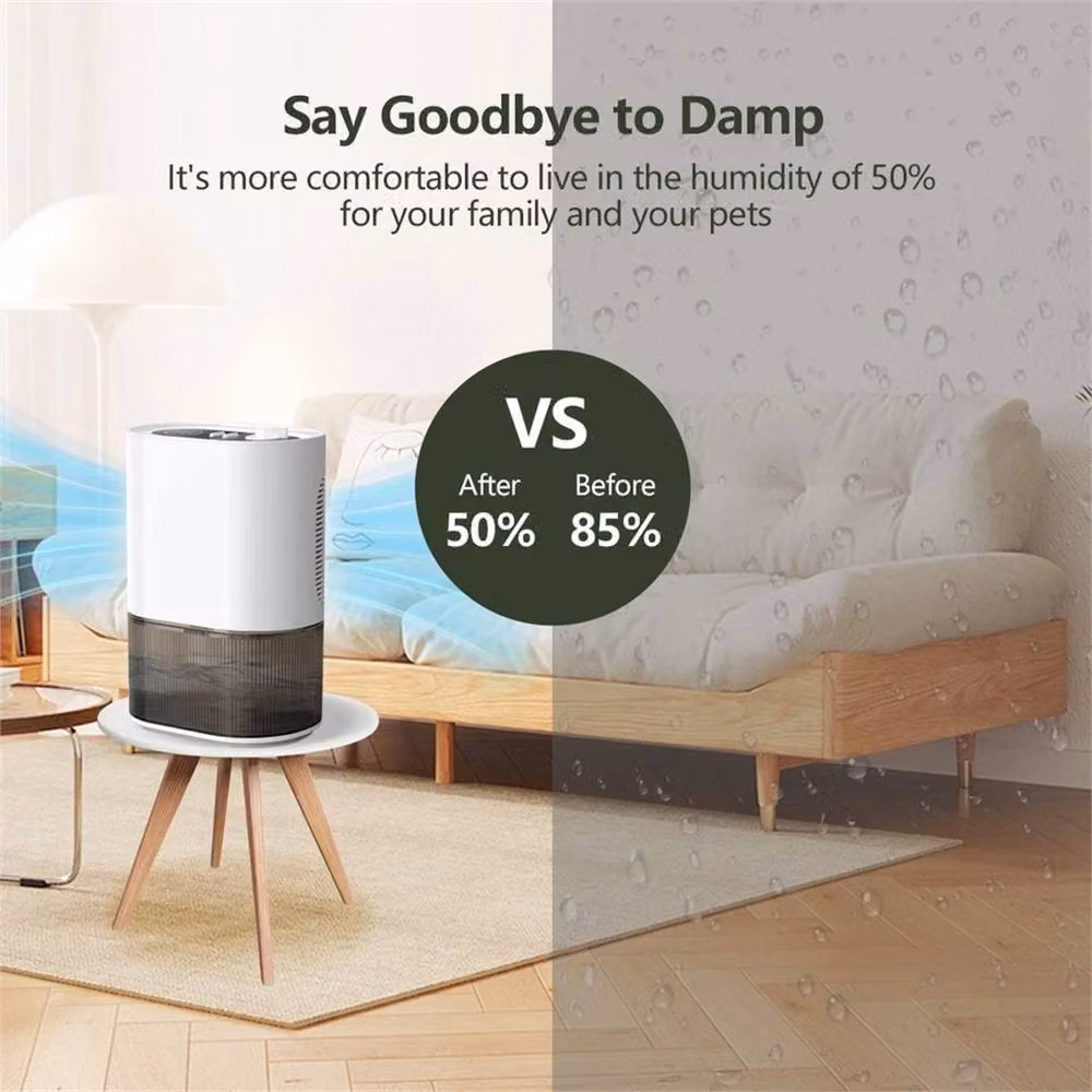 FLAVORA Portable Electric Dehumidifier, 2000ml Quiet Household Air Dryer in White – 2