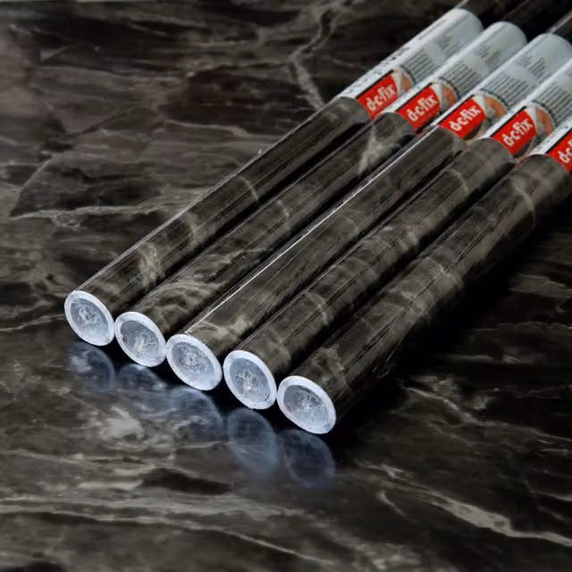 dc fix Marble Romeo Silver Self Adhesive Vinyl Wrap for Worktops and Furniture, Black, W: 67.5 cm, L: 2 m (Pack of 5)