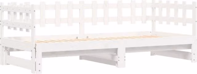Berkfield Home White Lacquered Solid Wood Pine Pull-out Day Bed with Drawers, W/D/H: 193.5 x 90 x 68.5 cm (x2)