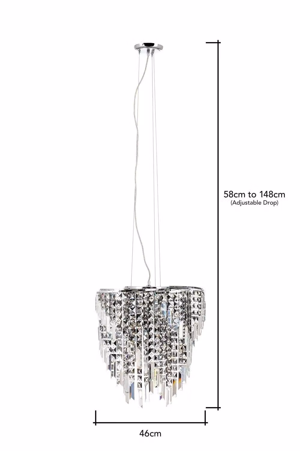 BHS Lighting Esme Chandelier in Metallic Silver with Crystal and Glass Details – 3