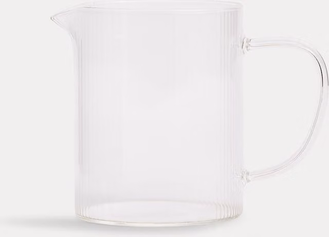M&S Transparent Ribbed Geometric Glass Milk Jug
