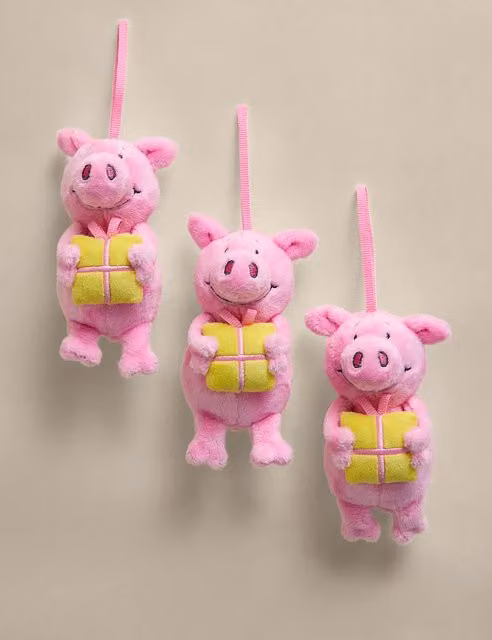 Percy Pig Birthday Plushie Hanging Decorations, Pink Mix, Pack of 3