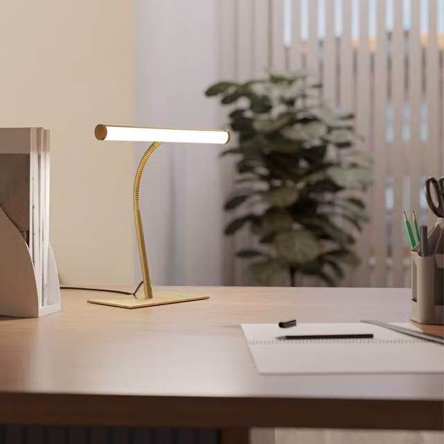 Eglo Riccione LED Desk Table Lamp, Gold/Brass, H 40 cm x W 30 cm x D 40 cm – 1
