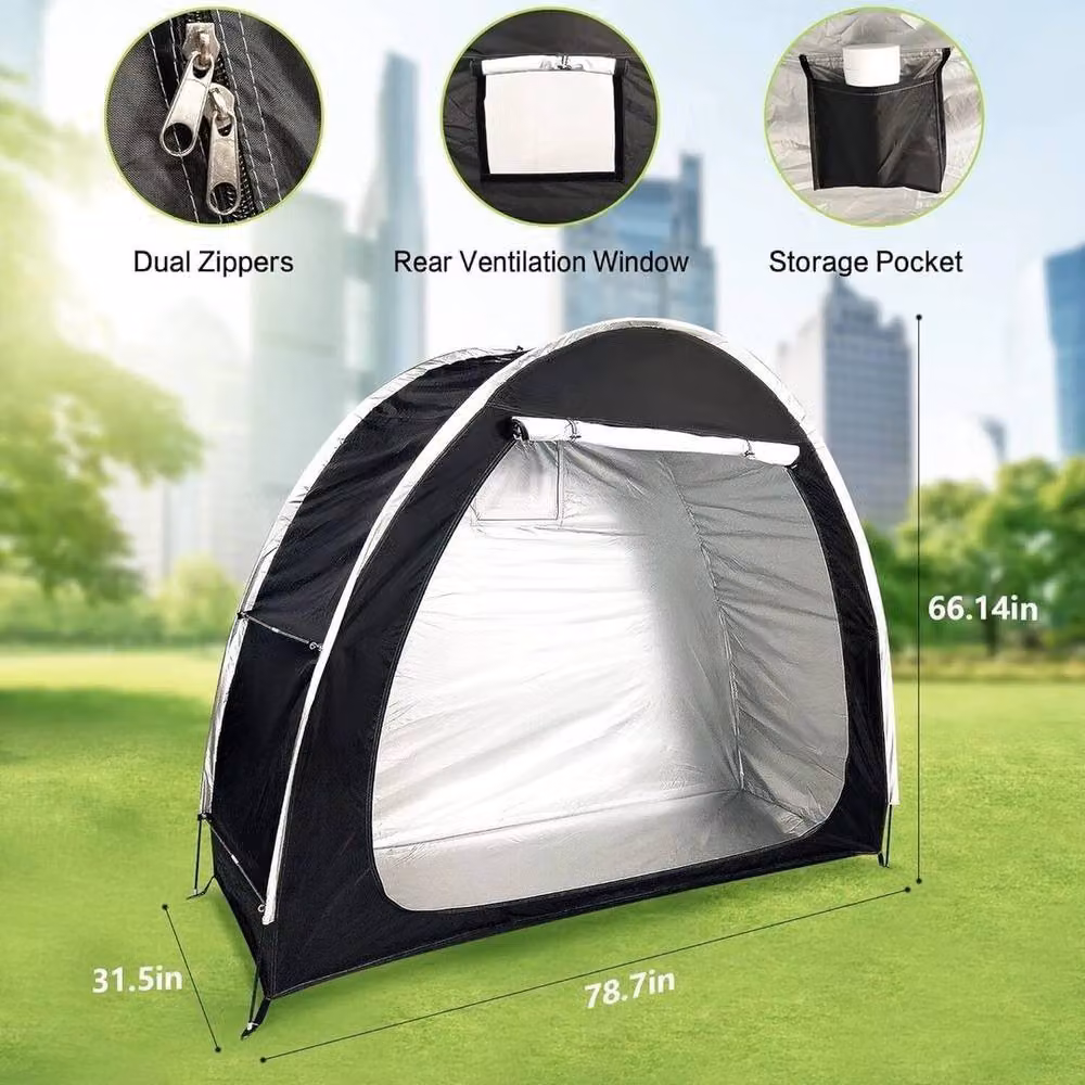 FLAVORA Waterproof Bicycle Storage Tent in Black and Silver, 0.6m2 – 3