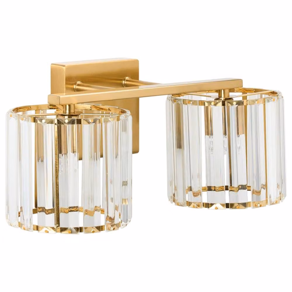 Wyld and Coco Geometric Modern Wall Lamp with Gold Metal Base and Transparent Crystal Glass Shade – 2