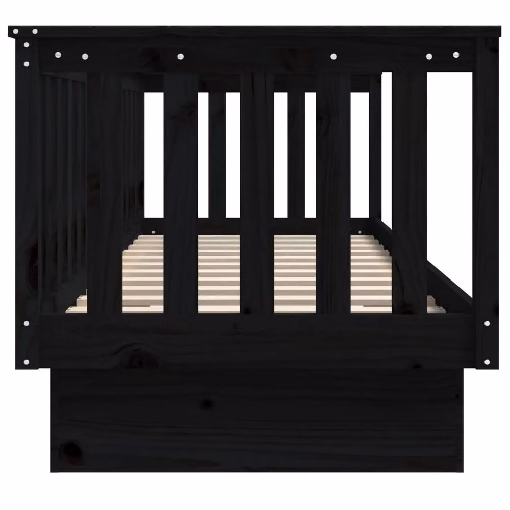 Berkfield Home Beautiful Day Bed in Black Solid Pine Wood, W/D/H: 90 x 190 cm – 4