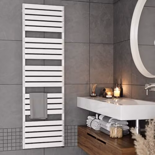 Terma Warp T One Electric Towel Rail, Matt White (RAL 9016), H: 169.5 cm, W: 50.0 cm – 1