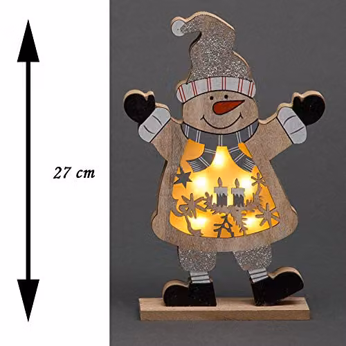 Shatchi LED Multicolour Wooden Christmas Ornaments for Indoor Table Decoration, Height: 27 cm – 3