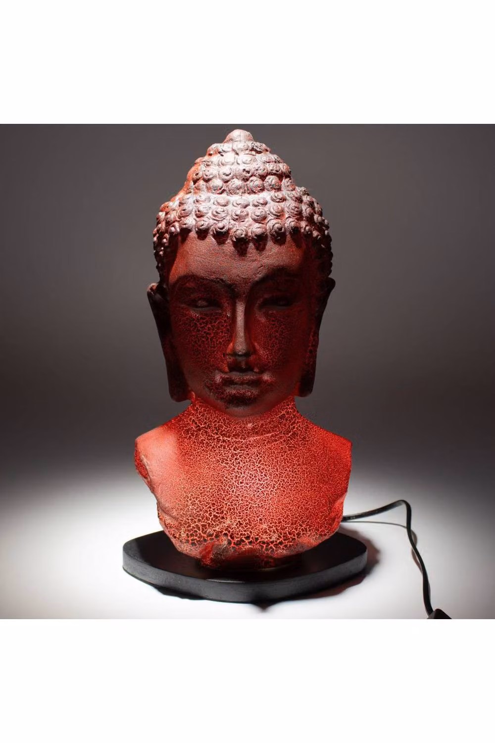 KDMD Buddha Bust Molten Lava Lamp with Oval Stand in Brown and Red Glow – 2