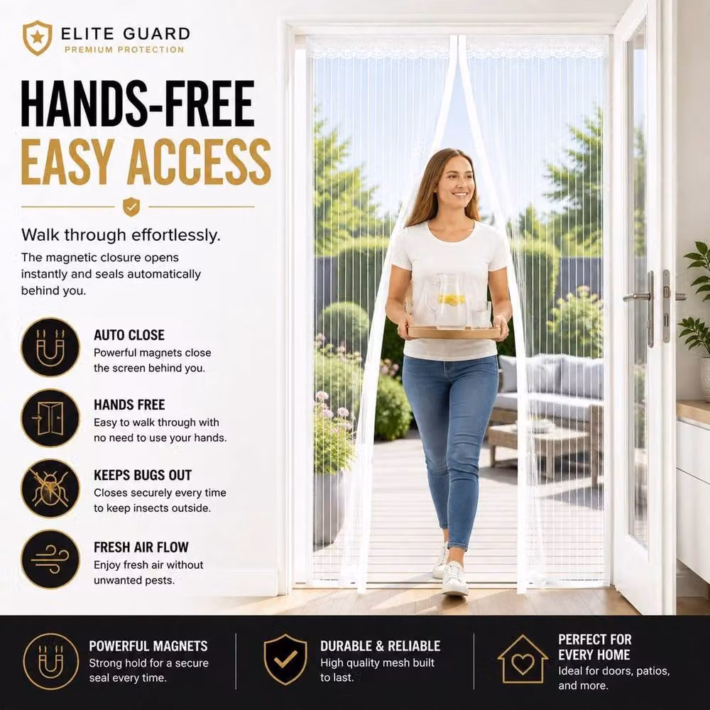 SPETLEK Premium Magnetic Mesh Door Screen in White with Auto-Close Feature – 2