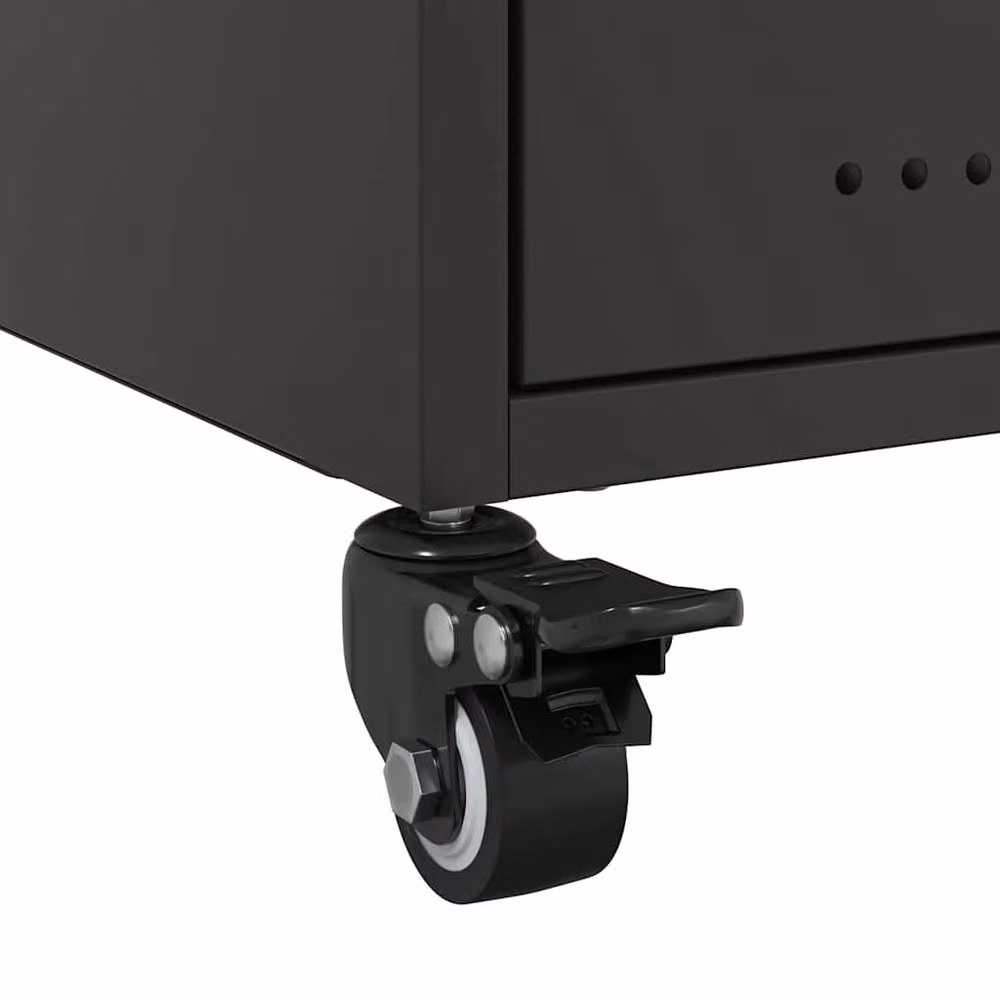 Berkfield Home Set of 2 Black Metal Bedside Cabinets, W/D/H: 36 x 39 x 43.5 cm – 4