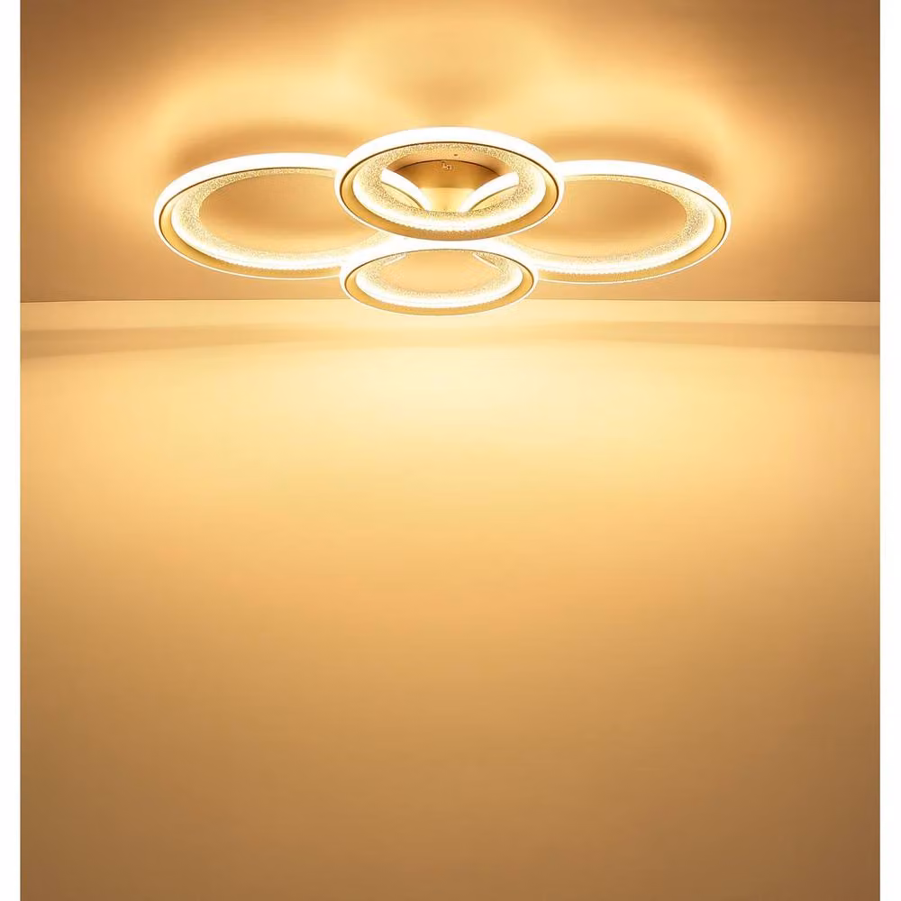 Netlighting Glitra Quad Ring Semi Flush Ceiling Light in Beige with Warm White LED 3000K – 2